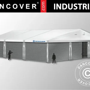 Industrielle Lagerhalle Alu 15x15x6,03m mit Schiebetor, PVC/Metall, weiß