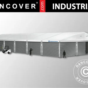 Industrielle Lagerhalle Alu 15x30x6,53m mit Schiebetor, PVC/Metall, weiß