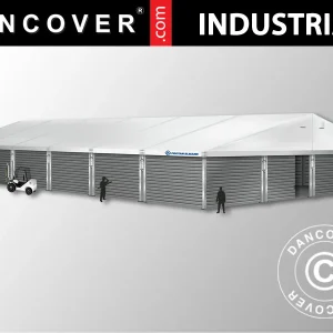 Industrielle Lagerhalle Alu 20x30x8,04m mit Schiebetor, PVC/Metall, weiß