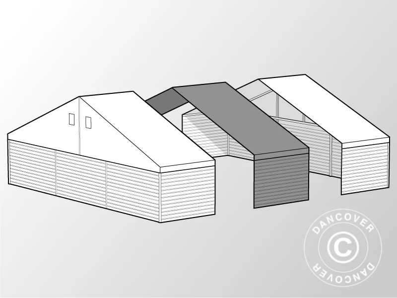 Erweiterung für industrielle Lagerhalle Alu, PVC/Metall 15x30x6,53, 5m, weiß - Imagen 2