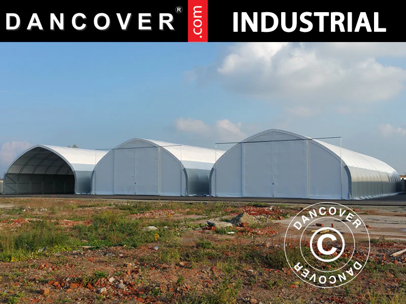 Zelthalle, Rundbogenhalle 12x16x5,88m mit Schiebetür, PVC, Weiß/Grau - Imagen 3