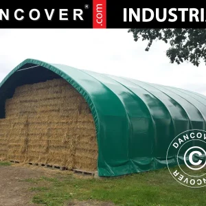 Zelthalle, Rundbogenhalle 8x15x4,33m, PVC, Grün