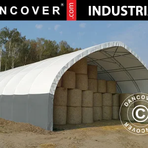 Zelthalle, Rundbogenhalle 12x16x5,88m, PVC, Weiß/Grau