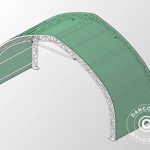 Erweiterung 3m für Zelthalle, Rundbogenhalle 10x15x5,54m, PVC, Grün