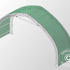 Erweiterung 2m für Zelthalle, Rundbogenhalle 12x16x5,88m, PVC, Grün