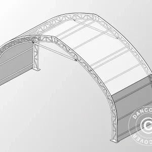 Erweiterung 3m für Zelthalle, Rundbogenhalle 15x15x7,42m, PVC, Weiß/Grau