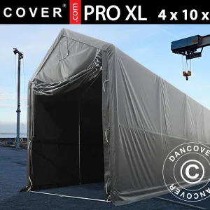 Lagerzelt PRO XL 4x10x3,5x4,59m, PVC, Grau