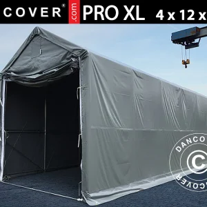 Lagerzelt PRO XL 4x12x3,5x4,59m, PVC, Grau