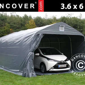 Zeltgarage PRO 3,6x6x2,7m PVC mit Bodenplane, grau