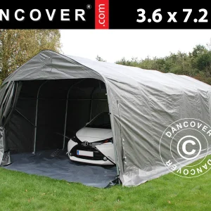 Zeltgarage PRO 3,6x7,2x2,68m PE mit Bodenplane, Grau