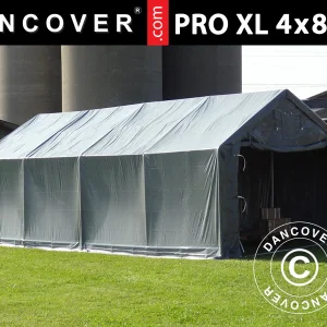 Lagerzelt PRO 4x8x2,5x3,6m, PVC, Grau