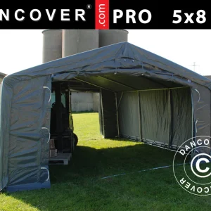 Lagerzelt PRO 5x8x2x3,39m, PVC, Grau