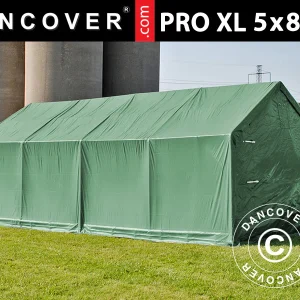 Lagerzelt PRO 5x8x2,5x3,89m, PVC, Grün