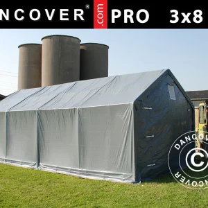 Lagerzelt PRO 3x8x2x2,82m, PVC, Grau