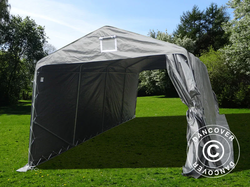 Zeltgarage Basic 3,3x7,2x2,4m PE, grau - Imagen 4