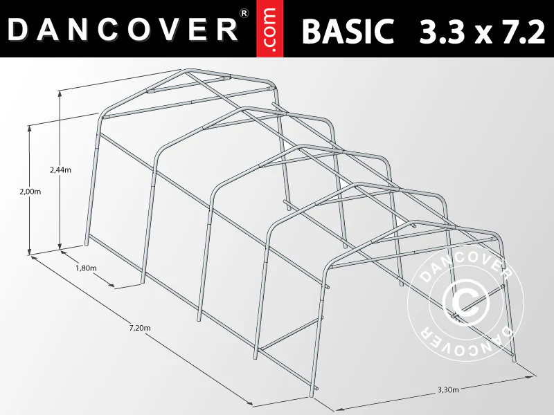 Zeltgarage Basic 3,3x7,2x2,4m PE, grau - Imagen 9