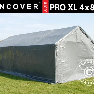 Lagerzelt PRO 4x8x2,5x3,6m, PE, Grau