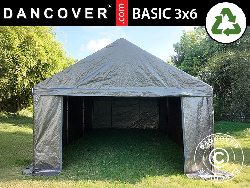 Lagerzelt Basic, 3x6m, PE 300, Grau - Imagen 2