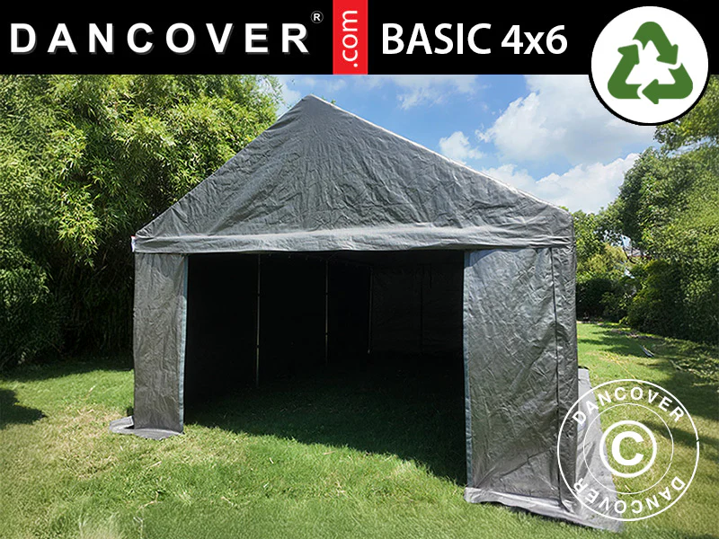 Lagerzelt Basic, 4x6m, PE 300, Grau - Imagen 2