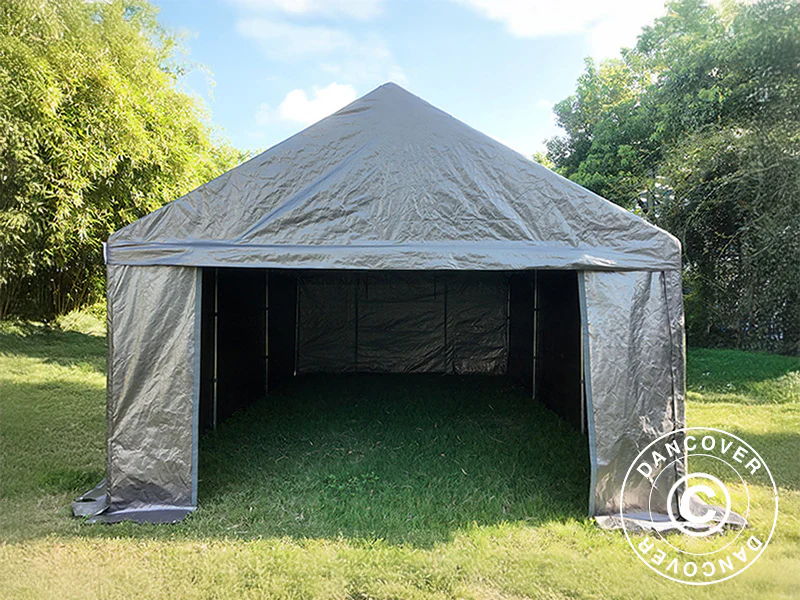 Lagerzelt Basic, 4x6m, PE 300, Grau - Imagen 4