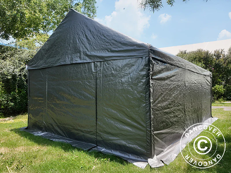 Lagerzelt Basic, 4x6m, PE 300, Grau - Imagen 5