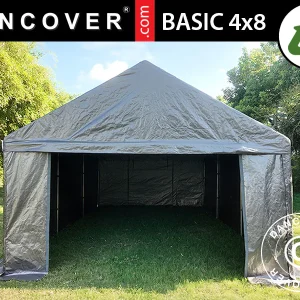 Lagerzelt Basic, 4x8m, PE 300, Grau