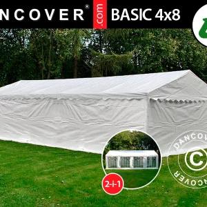 Lagerzelt-Basic 2-in-1, 4x8m PE 700, weiß