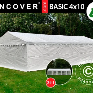 Lagerzelt-Basic 2-in-1, 4x10m PE 700, weiß