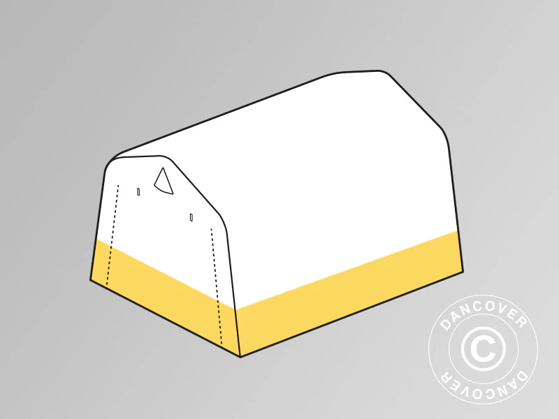 Dachplane für Lager- oder Arbeitszelt PRO, 2,4x2,4x2m, PVC, Weiß/Gelb