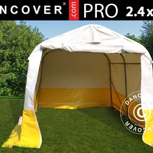 Lager- und Arbeitszelt PRO 2,4x2,4x2m, PVC, weiß/gelb, flammfest