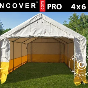 Lager- und Arbeitszelt PRO 4x6m, PVC, weiß/gelb, flammfest