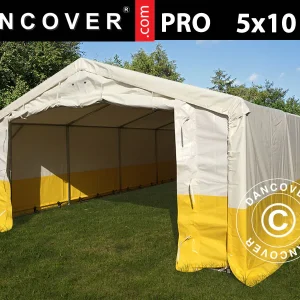 Lager- und Arbeitszelt PRO 5x10m, PVC, weiß/gelb, flammfest