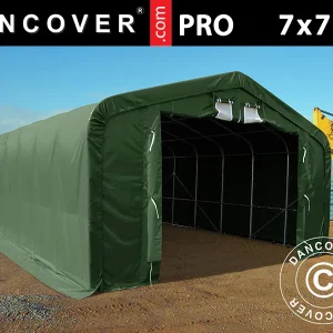 Lagerzelt PRO 7x7x3,8m PVC mit Dachfenster, Grün