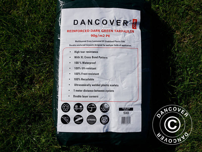 Plane 4x6m, PE 90g/m², verstärkt, dunkelgrün - Imagen 3