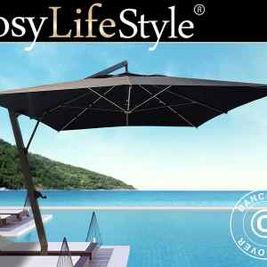 Freiarm-Sonnenschirm Havana, 3,5x3,5m, Schwarz
