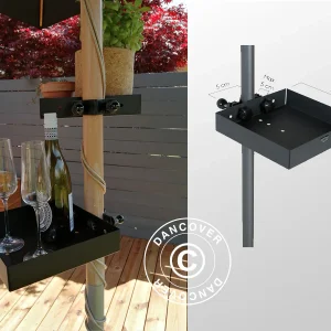 Sonnenschirmtisch, 25x25cm, Schwarz, 1 Stck.