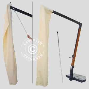 Sonnenschirm-Tuch mit Reißverschluss für Alu Double 3x6m, Ekrü