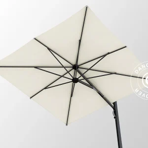 Freiarm-Sonnenschirm mit Schirmfuß, Galaxia Astro Carbon, 3x3m, ekrü