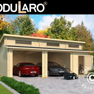 Doppelgarage, Carport aus Holz Vaasa, 7,8x5,2x3,21m, 44mm, Natur