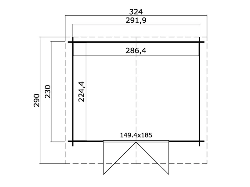 Holzschuppen Oslo 2,92x2,3x2,22m, 28mm, 6,43m², Naturbelassen - Imagen 7