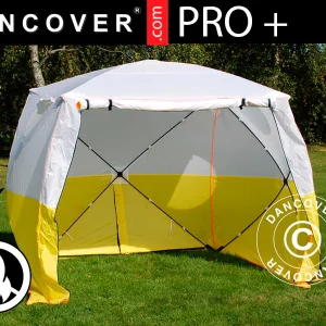 Arbeitszelt, FleXshelter PRO+, 2,5x2,5x2m, PVC, Feuerresistent, Gelb/Weiss