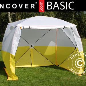 Arbeitszelt, FleXshelter Basic, 1,8x1,8x2m, Feuerresistent, Gelb/Weiss