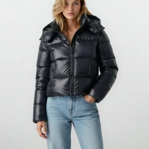 Abrigo acolchado tipo puff para mujer | con capucha