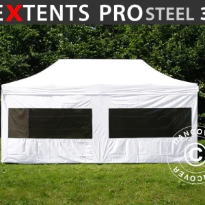 Faltzelt FleXtents PRO Steel 3x6m Weiß, mit 6 Seitenwänden