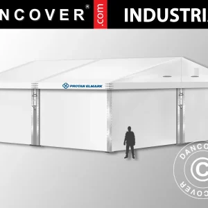 Industrielle Lagerhalle Alu 10x10x4,52m mit Schiebetor, PVC, weiß