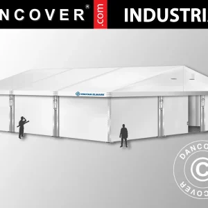 Industrielle Lagerhalle Alu 12x12x5,42m mit Schiebetor, PVC, weiß