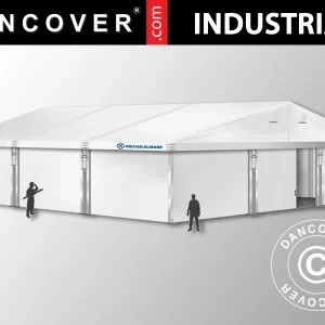 Industrielle Lagerhalle Alu 15x15x6,03m mit Schiebetor, PVC, weiß